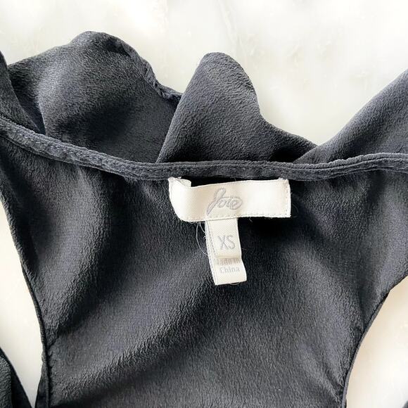 Joie Silk Ruffle Tank Blouse XS Black Work Basic Suiting Casual - Picture 3 of 5